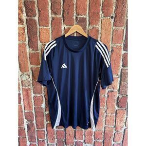 Adidas Womens Blue Athletic Short Sleeve Shirt Slim Fit Size Large